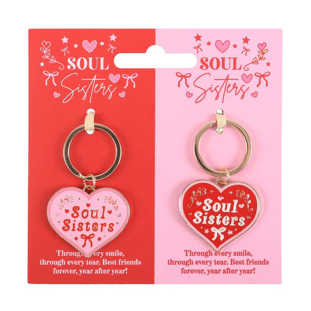 Something Different - Pair of Soul Sisters Love Heart Keychain - Multicolours